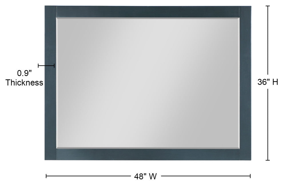 Maribella Rectangular Bathroom Wood Framed Wall Mirror, Classical Blue, 48"