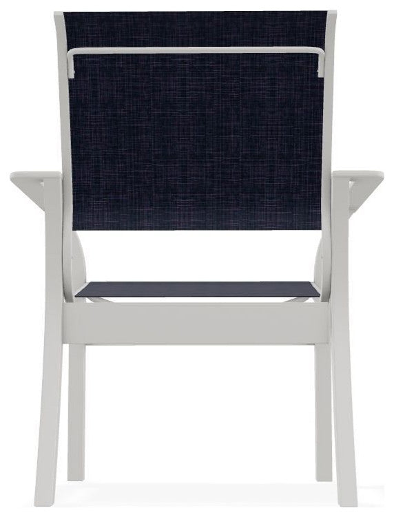 Leeward Sling Stackable Outdoor Dining Chair, Moments Navy/Snow
