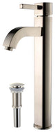 Ramus Single Handle 1-Hole Vessel Bathroom Faucet, Satin Nickel W/ Drain