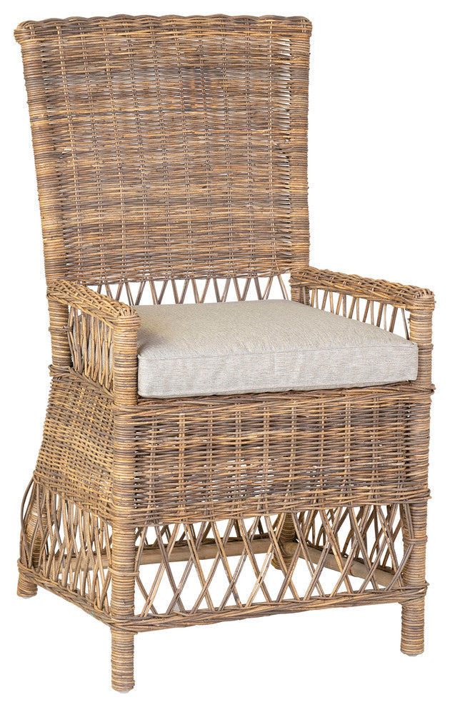 East at Main Serena Grey Rattan Dining Chair with Cushion