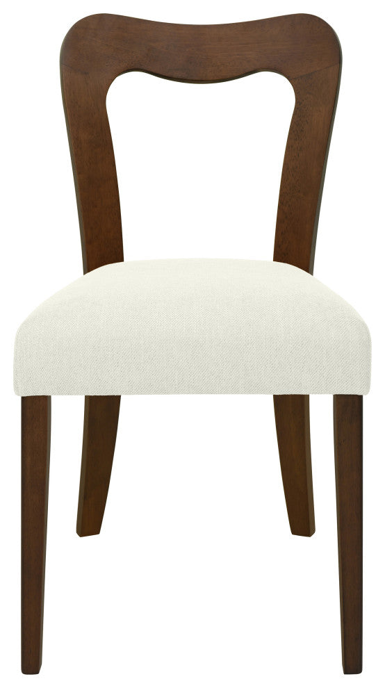 GDF Studio Modern Open Back Dining Chair, Set of 2, Walnut/Beige
