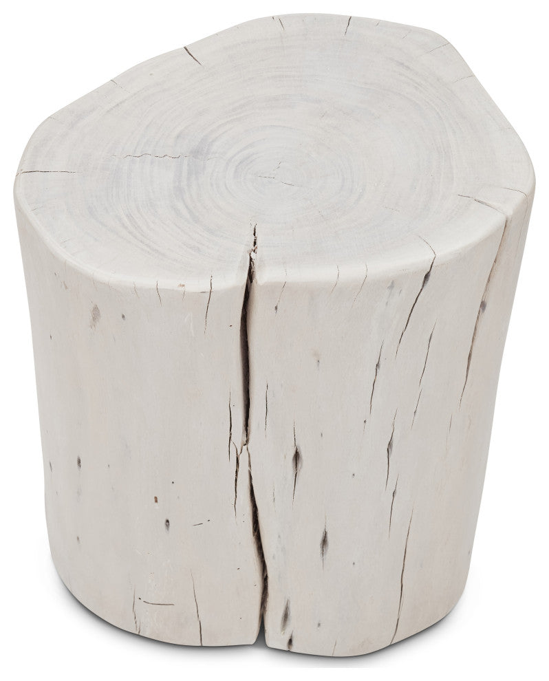 Brooks Solid Wood Stump, White Wash