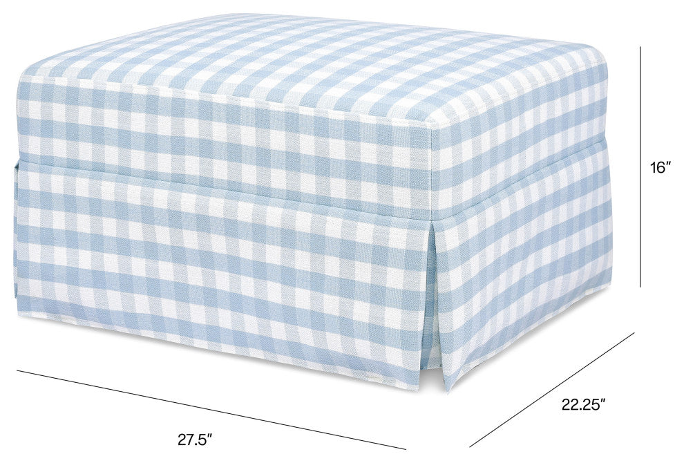 Crawford Gliding Ottoman, Blue Gingham