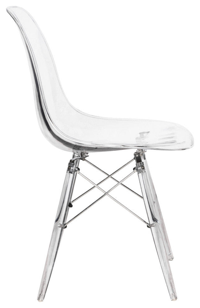 LeisureMod Dover Molded Dining Side Chair With Acrylic Base, Clear