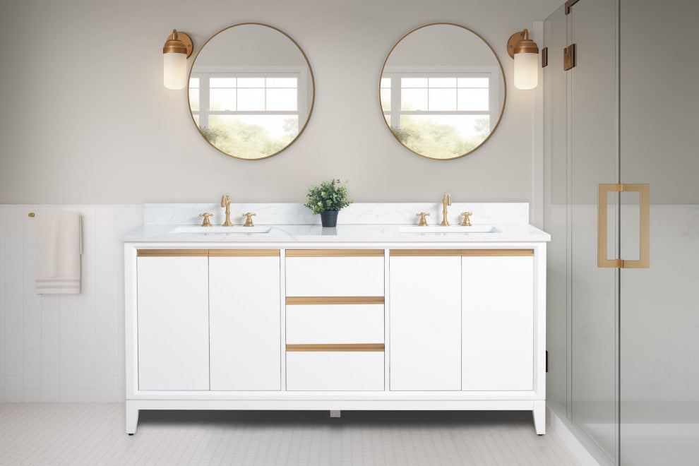 Vanity Art Bathroom Vanity With Sink, White, 72" Double