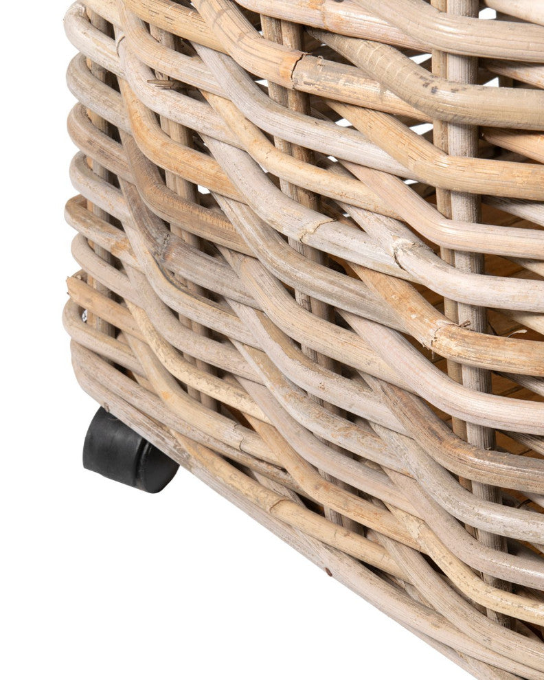 East at Main Maya Round Rattan Storage Baskets With Wheels, Set of 2