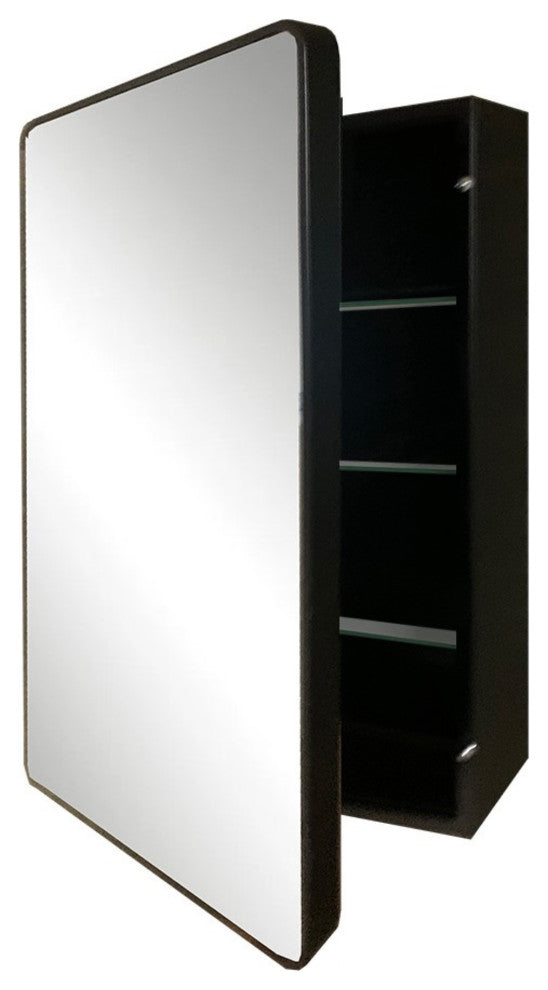 Rectangular Metal Frame Medicine Cabinet, Matte Black