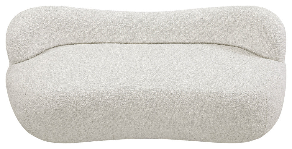 Flair Boucle Fabric Upholstered Bench, Cream
