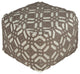 Microfiber Ivory and Gray Jacquard Woven Pouf Ottoman Somerset Pattern