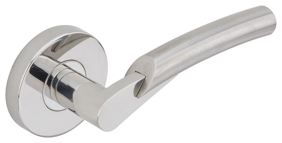 Phoenix Lever, Tubular Privacy, Split Finish Polished/Satin Stainless Steel