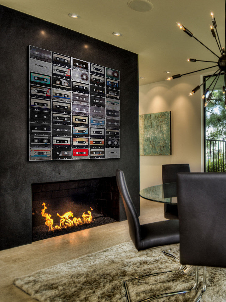 "Cassette Rows" Painting Print on Brushed Aluminum, 18"x18"