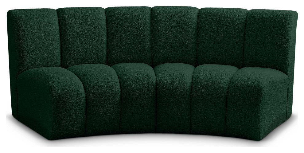 Infinity Black Boucle Fabric Upholstered Arc Shaped Modular Sectional, Green, 2-Piece, Arc-Shaped
