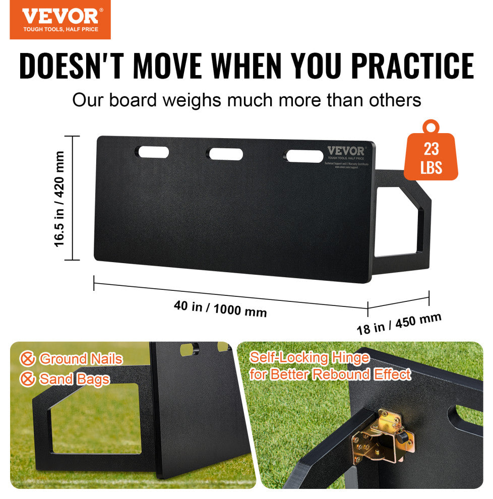 VEVOR 40"X16" Soccer Rebounder Board Portable Soccer Wall with 2 Angles Rebound