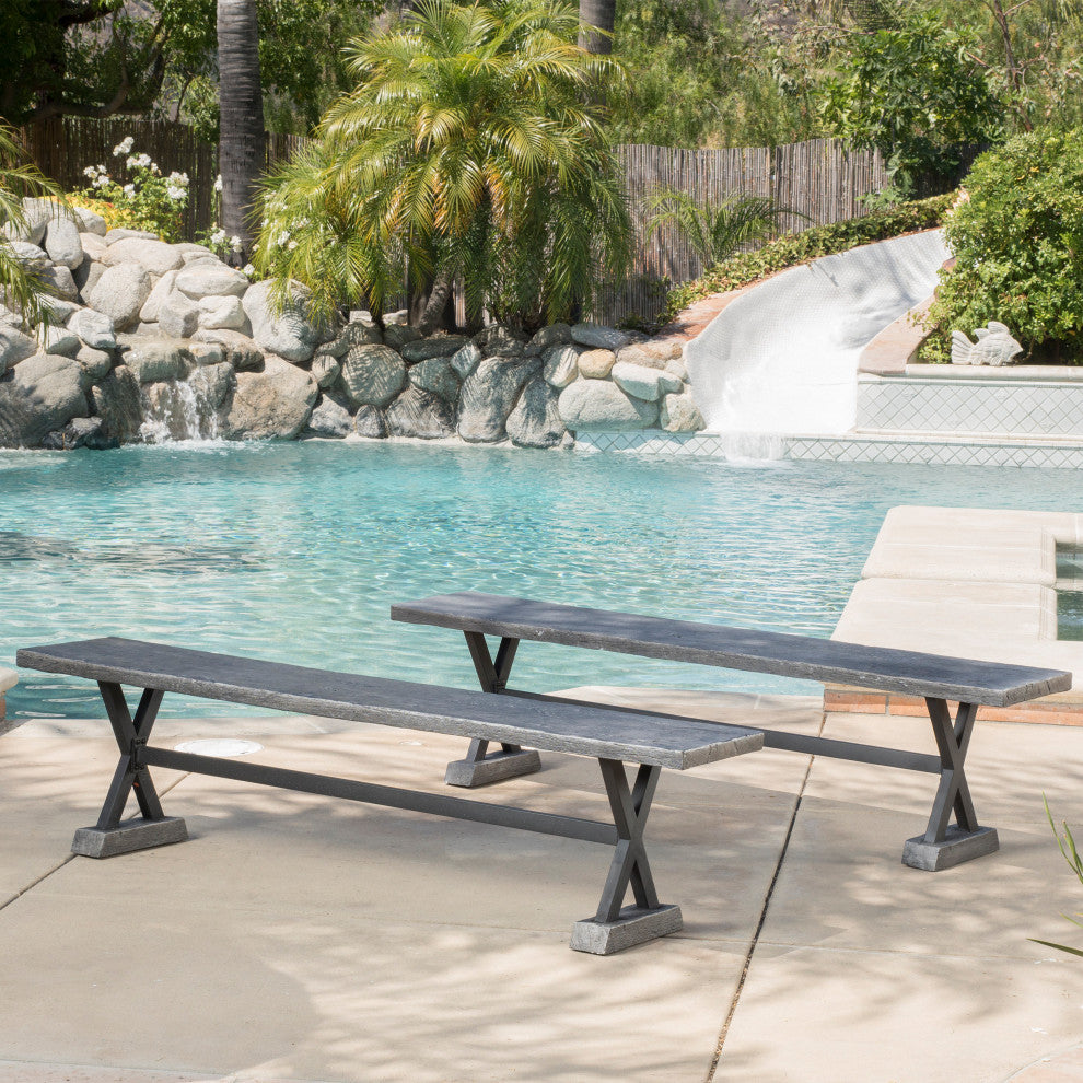 GDF Studio Arthur Graphite Dining Benches, Set of 2