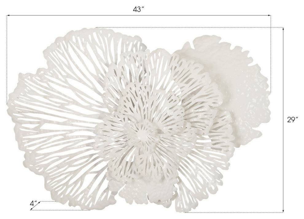 Flower Wall Art, White, Medium