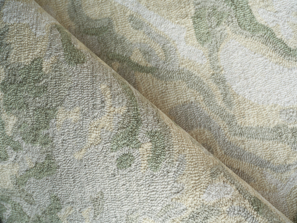 Cortero Handmade Hand Tufted New Zealand Wool Green/Ivory Area Rug, 8'x10'