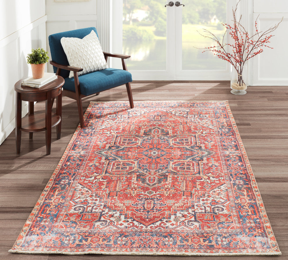 Momeni Chandler Cotton Polyester Traditional Red Rug 5'6" X 8'6"