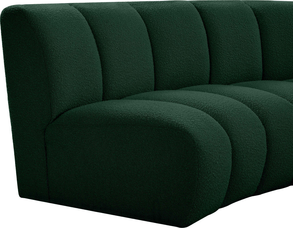 Infinity Black Boucle Fabric Upholstered Arc Shaped Modular Sectional, Green, 2-Piece, Arc-Shaped