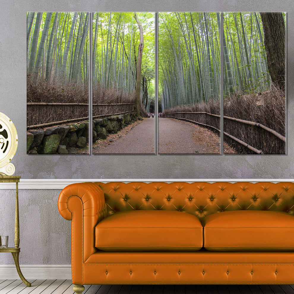 "Arashiyama Bamboo Path Japan" Forest Canvas Wall Art Print, 4 Panels, 48"x28"