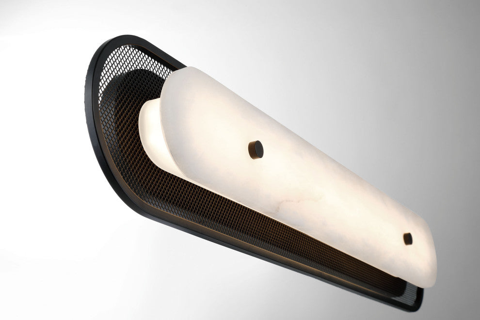 Tramore, Wall Sconce , 30", Matte Black, Alabaster