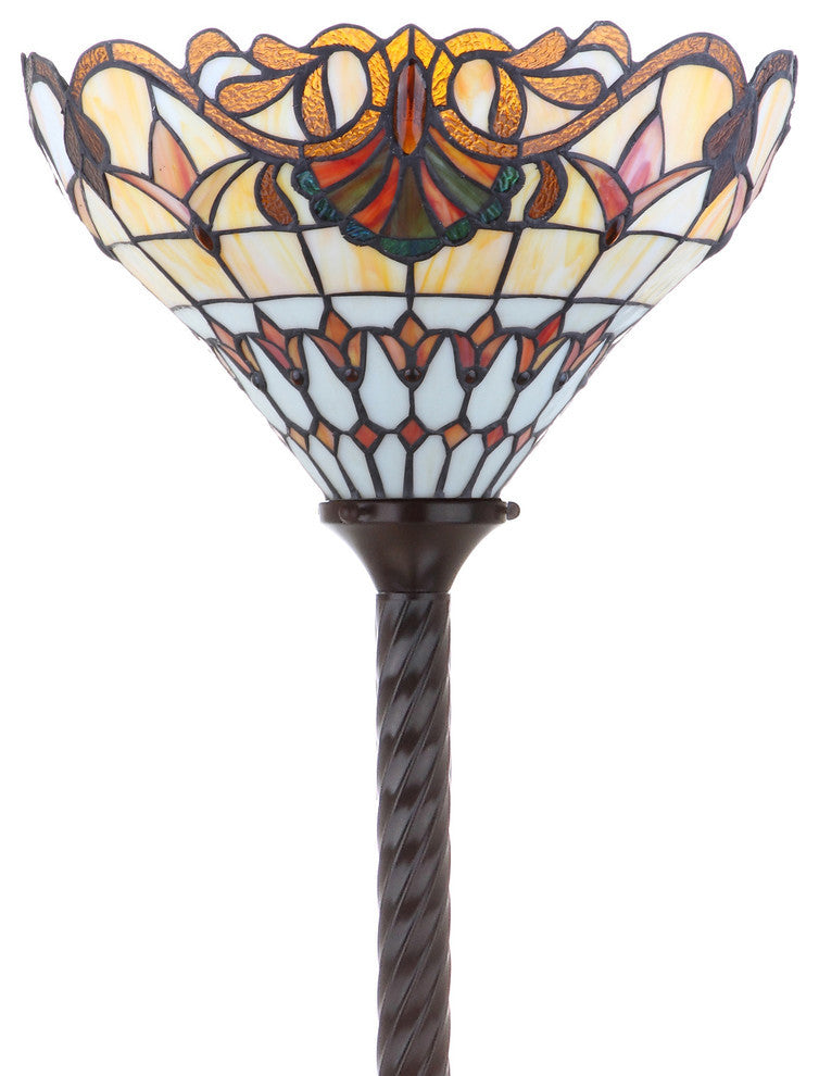 Davis Tiffany-Style 70" Torchiere Floor Lamp, Bronze