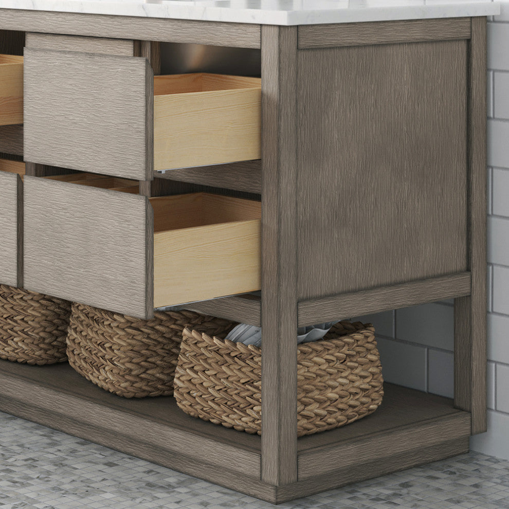 Oakman Marble Top Vanity in Grey Oak, 48", Vanity Only