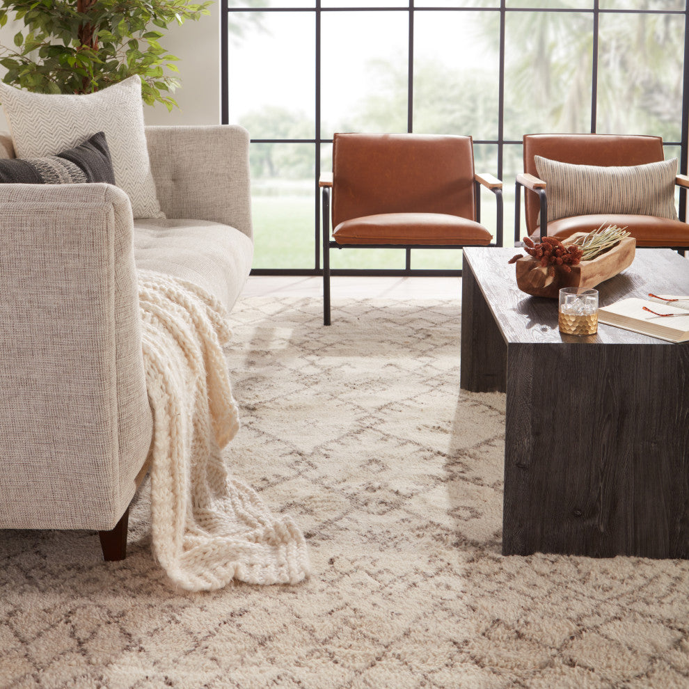 Jaipur Living Zola Hand-Knotted Geometric Ivory/Brown Area Rug, 8'x10'