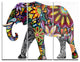 "Yellow Cheerful Elephant" Digital Metal Wall Art, 3 Panels, 36"x28"
