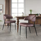 GDF Studio Curved Back Faux Leather Dining Chair, Brown/Black, Set of 2