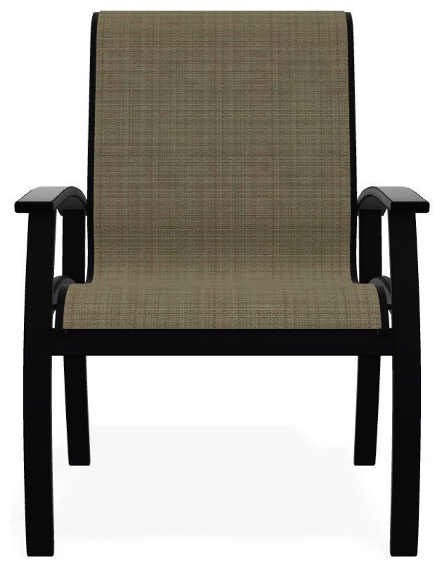 Belle Isle Sling Outdoor Dining Chair, Elevation Stone/Black