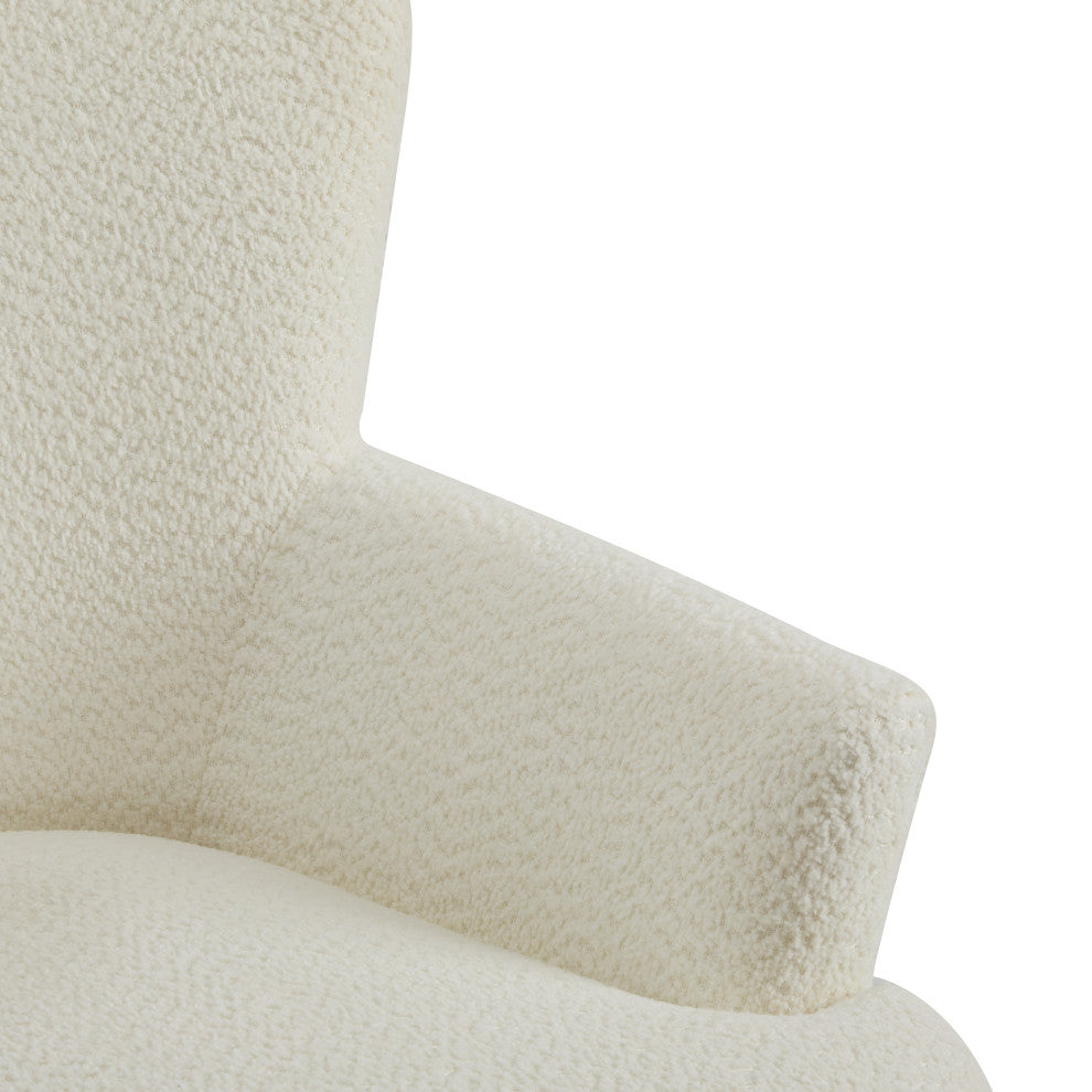Gerald Boucle Upholstered Club Chair and Ottoman Set, Off White