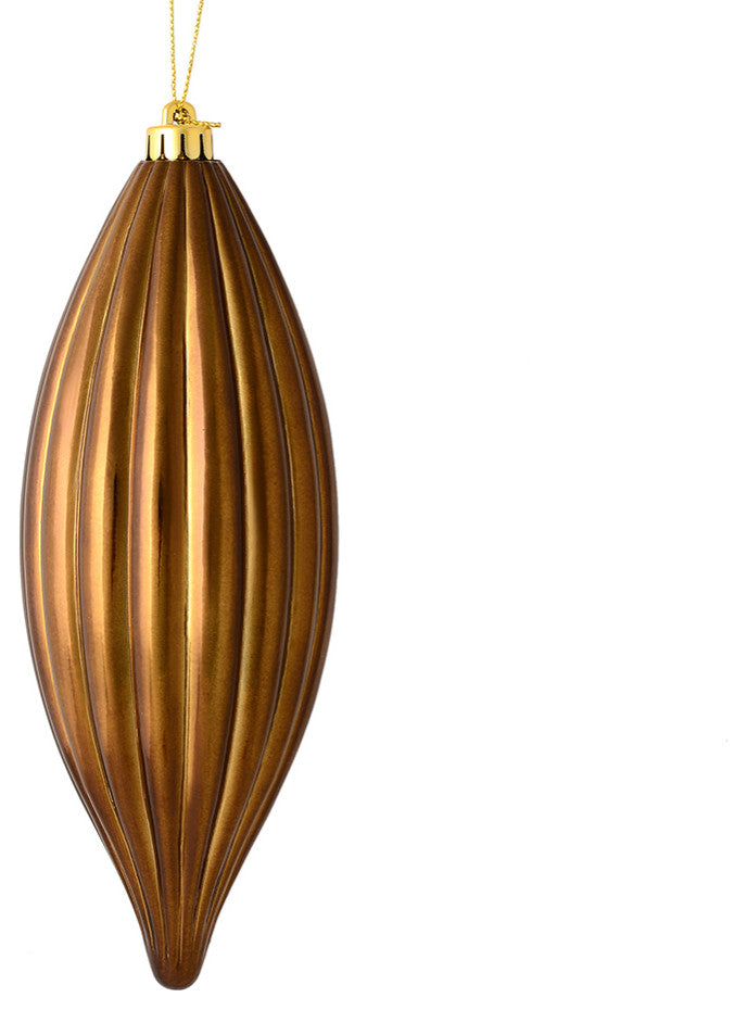 Vickerman M183276S 8" Mocha Shiny Line Finial Ornament, Pack of 4
