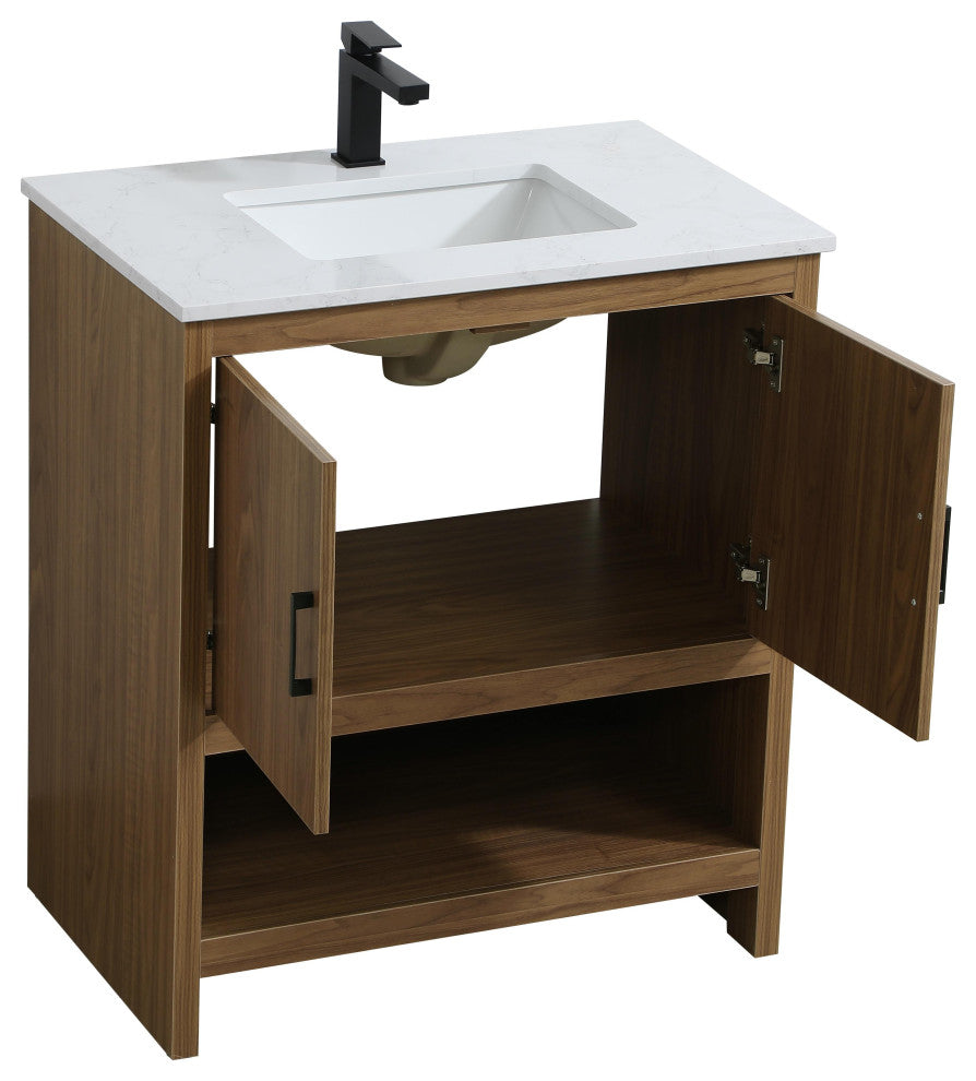 Home Living 30" Single Bathroom Vanity, Walnut Brown