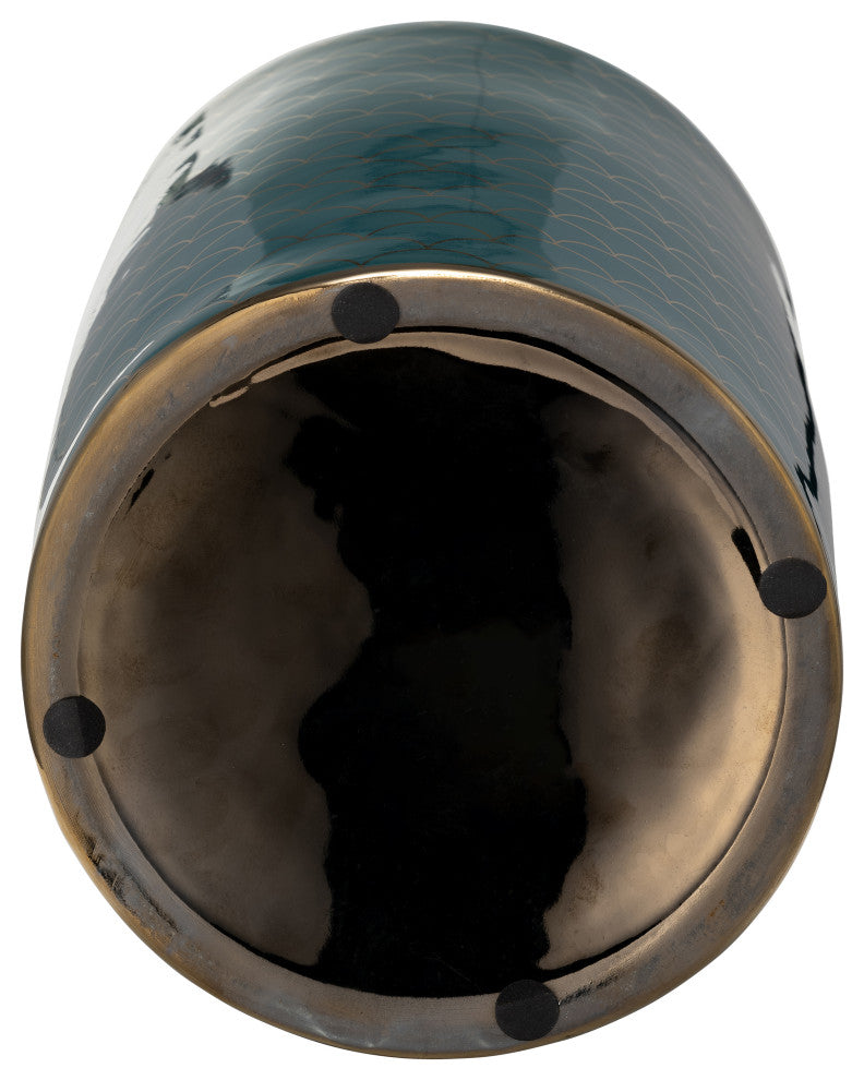 Ceramic 16" Crackle Jar, Lid, Gold