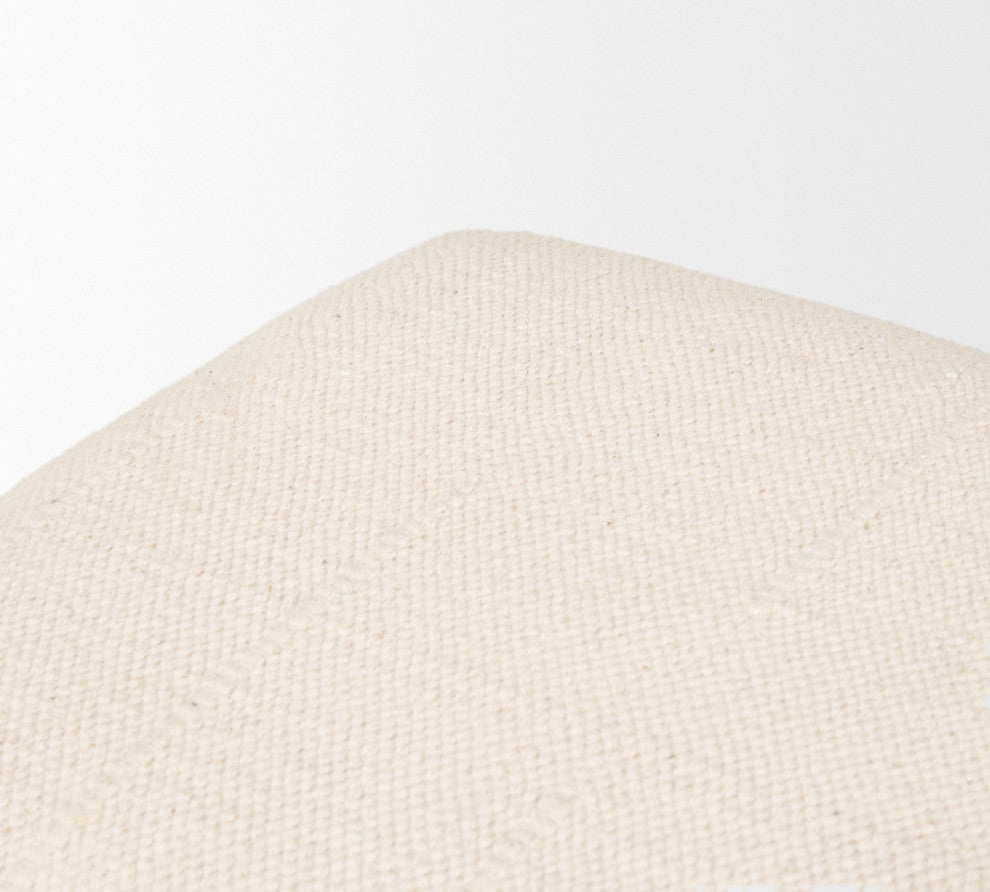 Shae Brown Wood With Oatmeal Fabric Bench