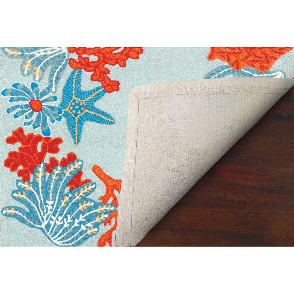 Ravella Ocean Scene Indoor/Outdoor Rug, Aqua, 2'x8'