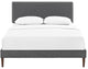 Modway Phoebe Queen Fabric Platform Bed With Squared Tapered Legs, Gray