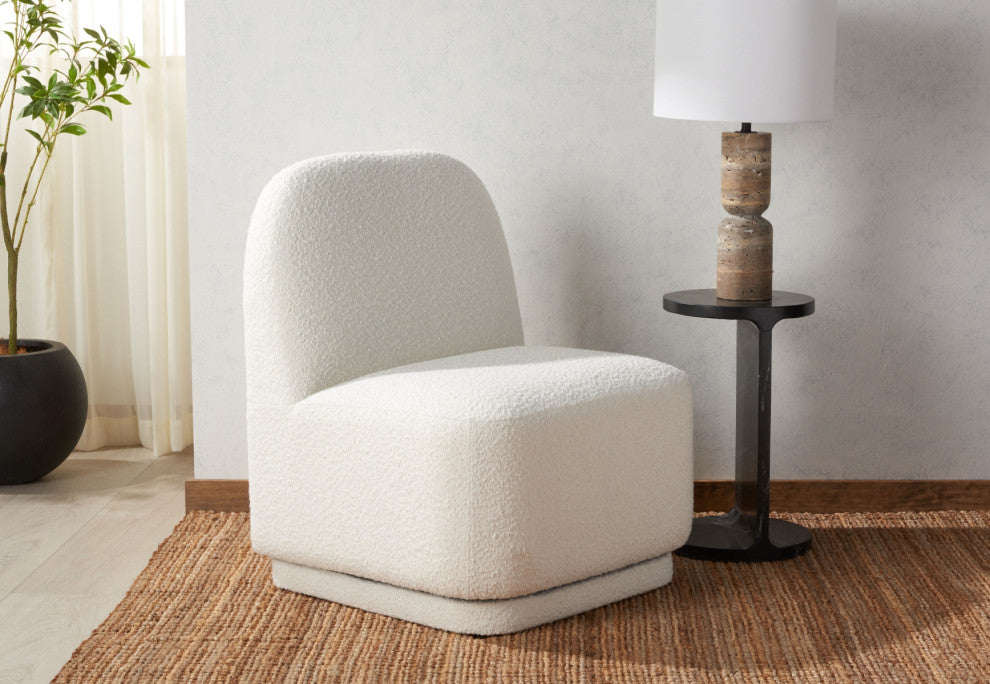 Safavieh Couture Bianka Boucle Swivel Chair, Ivory