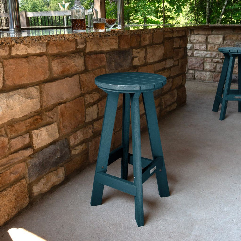 Birch Round Bar Height Stool, Nantucket Blue