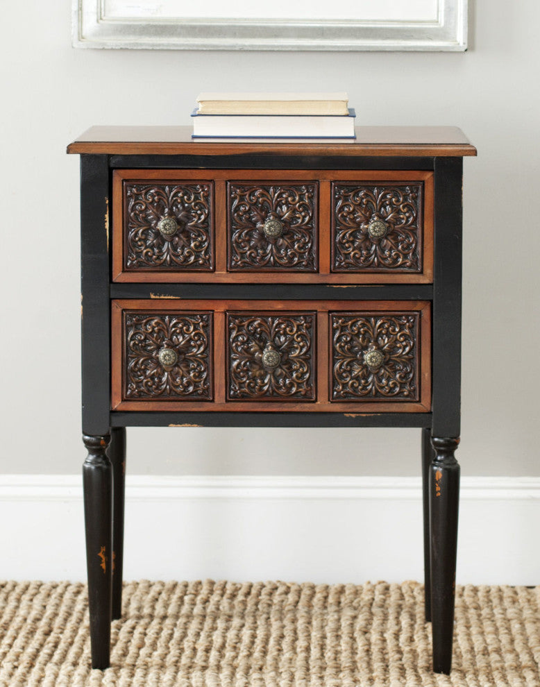 Safavieh Kenneth 2-Drawer Side Table, Dark Brown