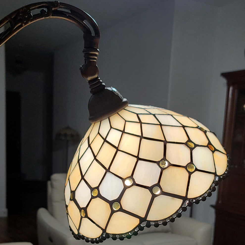 Tiffany Style Impearled Reading Floor Lamp, 62" Tall