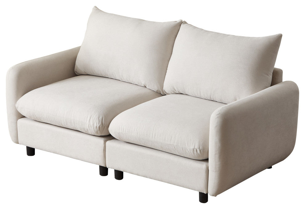 GDF Studio Upholstered Modular Sectional Sofa Set, White Sand, 2 Seater