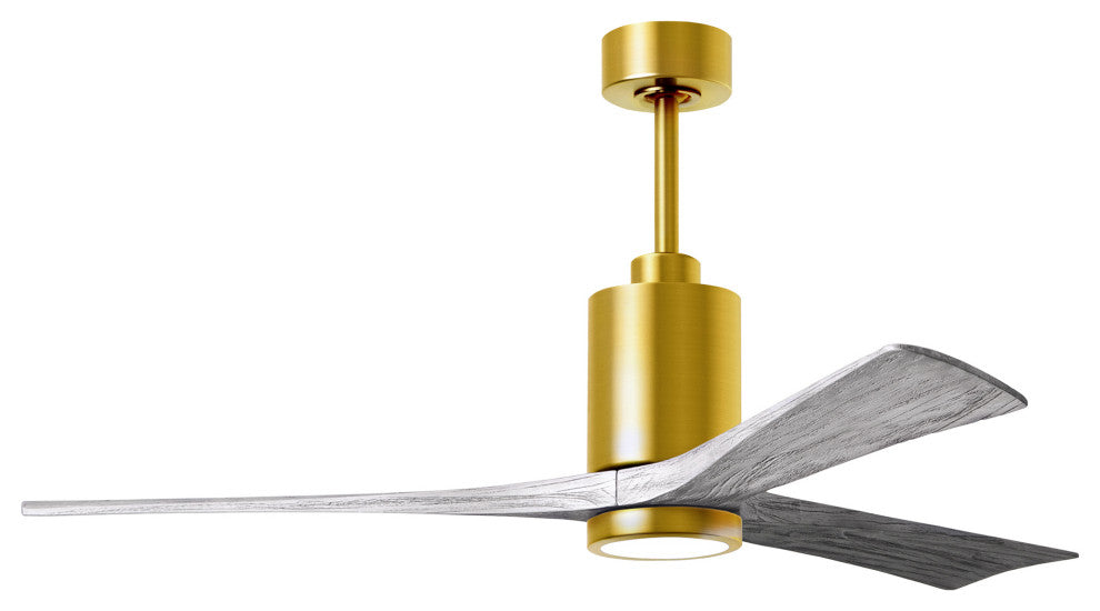 Patricia-3 3-Blade Ceiling Fan, LED Light Kit, Brushed Brass/Barnwood Tone, 60