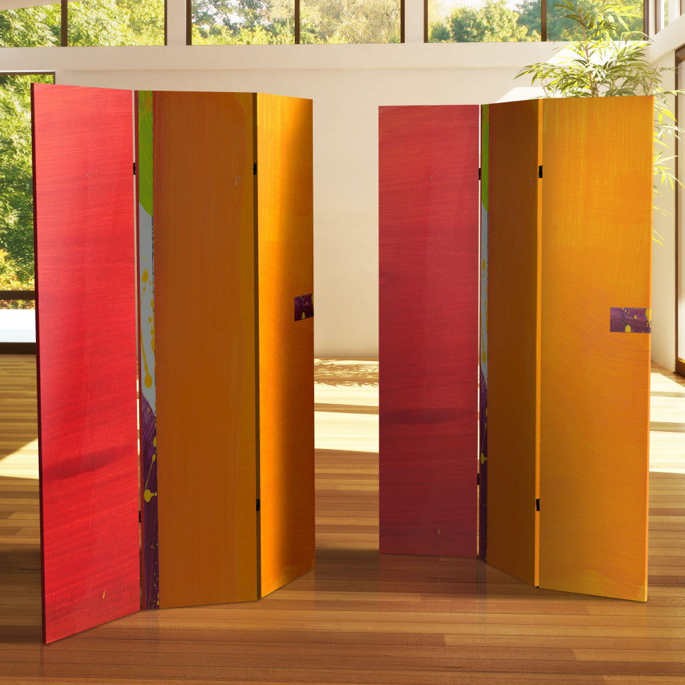 6' Tall Double Sided Vermilion Canvas Room Divider