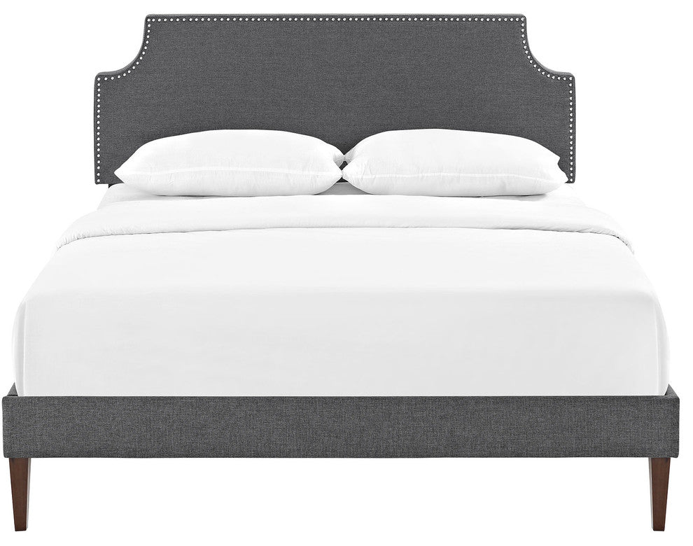 Modway Laura Queen Fabric Platform Bed With Squared Tapered Legs, Gray
