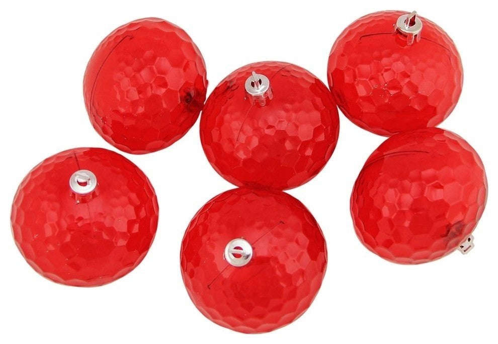 Red Hot Hammered Disco Ball Christmas Ornaments, Set of 6