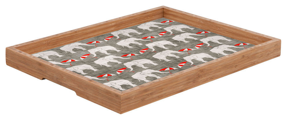 Elephant And Umbrella Rectangular Tray