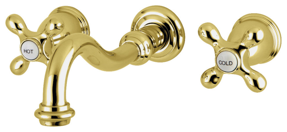 KS3022AX Two-Handle Wall Mount Tub Faucet, Polished Brass