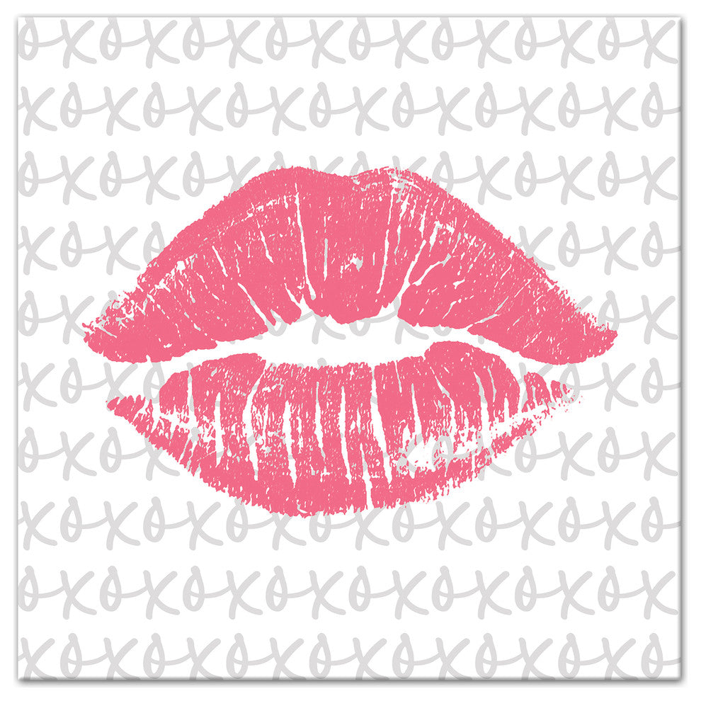 Valentine Pink Kiss 12x12 Canvas Wall Art