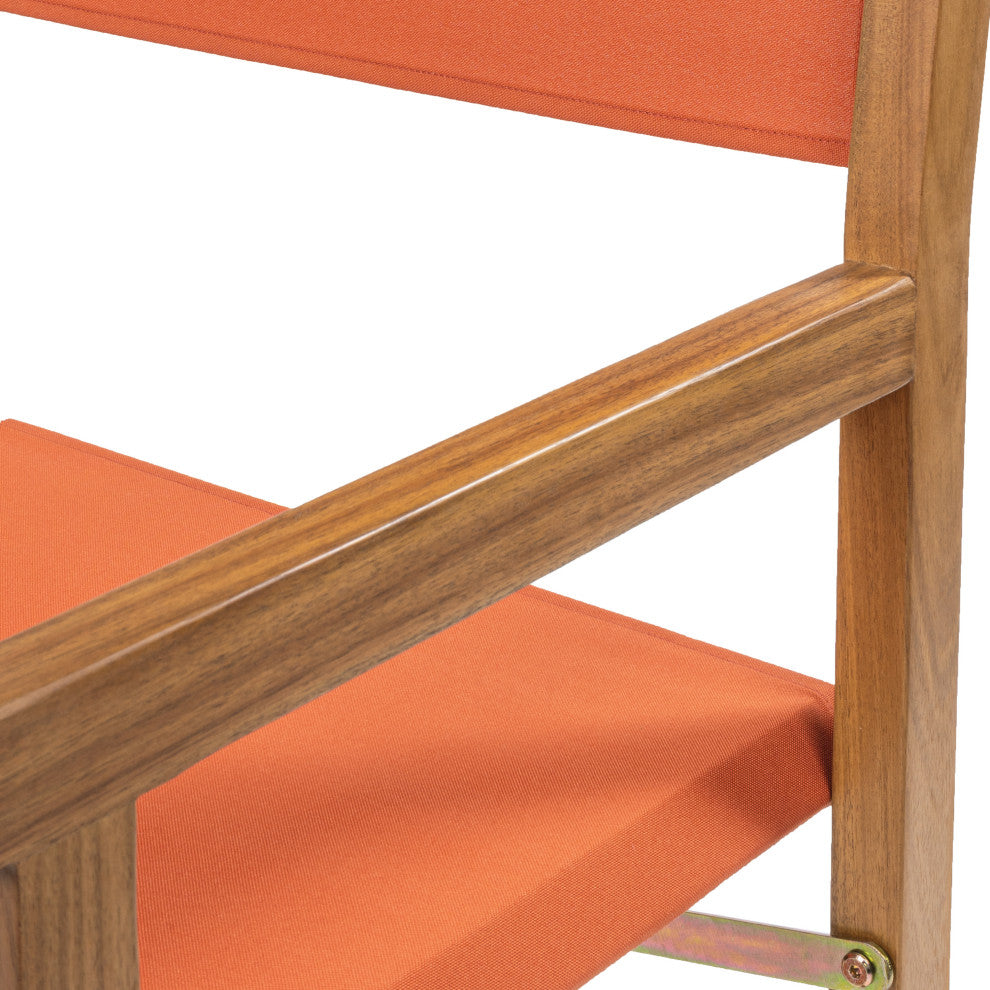 Classic Vintage Outdoor Acacia Wood Folding Director Chair, Canvas Seat, Set 2